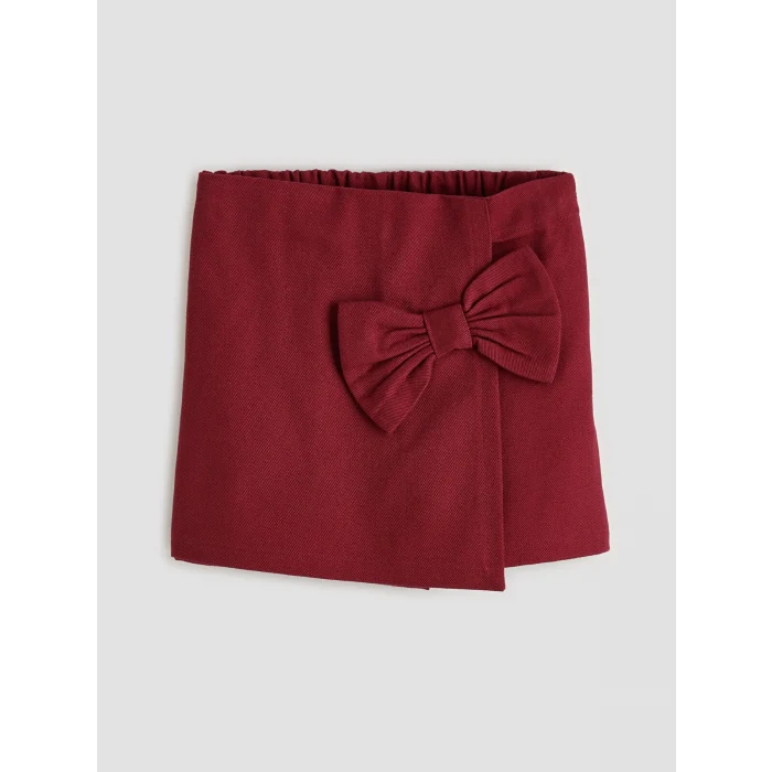 LCW Kids Ekru Fiyonk Detaylı Kız Çocuk Bluz Şort Etek ve Külotlu Çorap