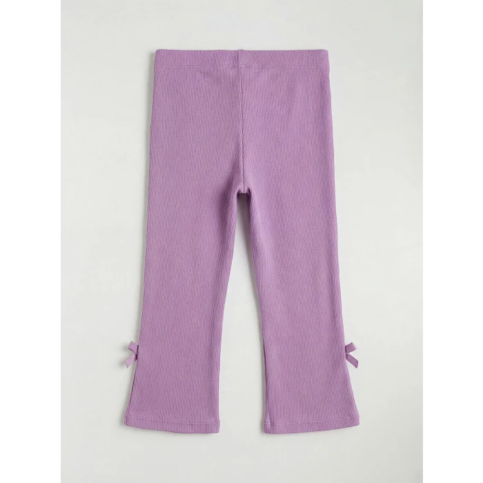 LCW Kids Lila Paçası Fiyonklu Yan Şeritli Kız Çocuk Fitilli Tayt