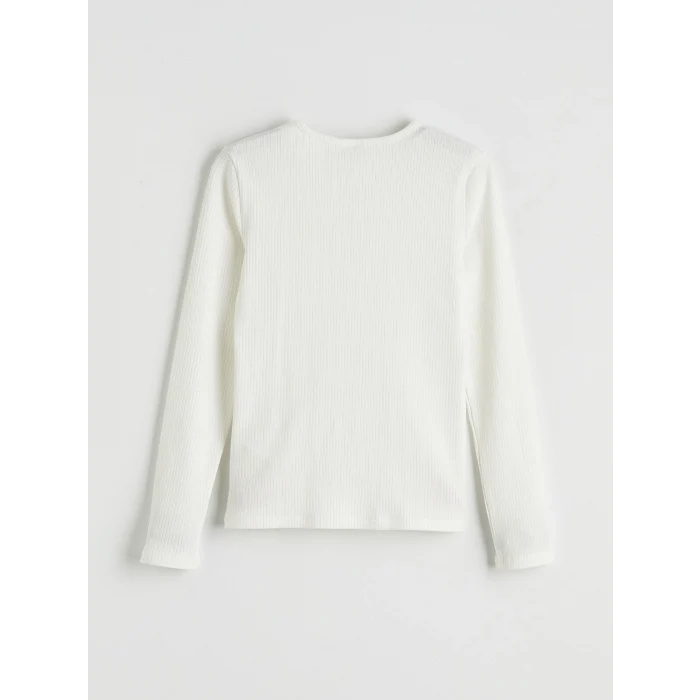 LCW Kids Ekru Fiyonk Detaylı Kız Çocuk Tişört