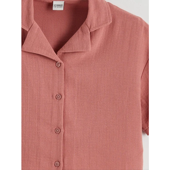 LCW Kids Pembe Basic Kız Çocuk Müslin Gömlek ve Pantolon