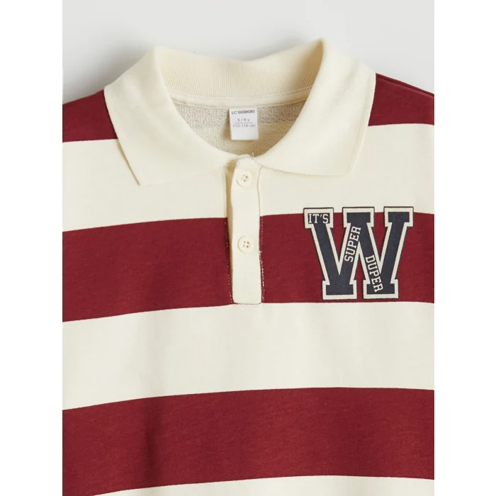 LCW Kids Bordo Çizgili Erkek Çocuk Sweatshirt ve Eşofman Takım