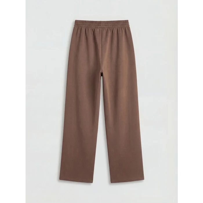 LCW Kids Kahverengi Şeritli Geniş Paça Kız Çocuk Eşofman Altı