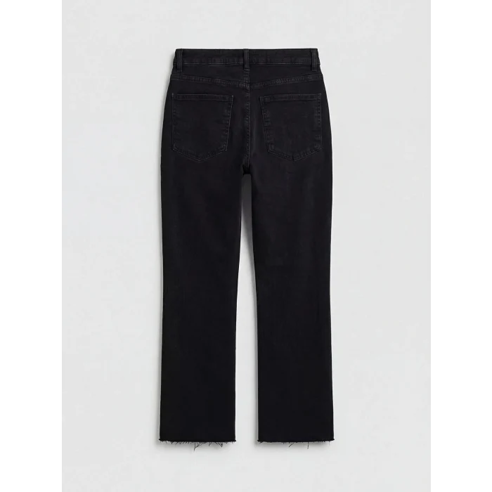 LCW Jeans Siyah Yüksek Bel Crop Flare Kadın Jean Pantolon