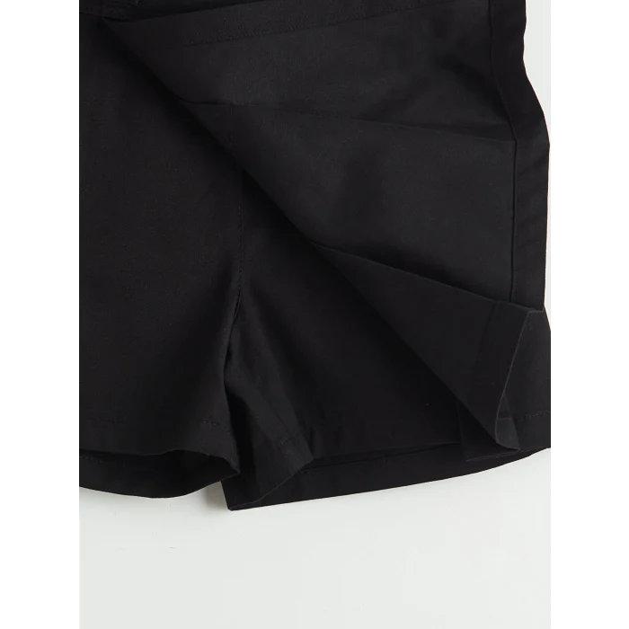 LCW Kids Siyah Pileli Kız Çocuk Gabardin Şort Etek