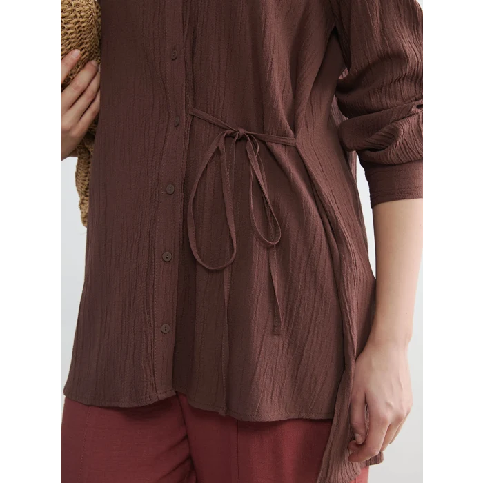 LCWAIKIKI Classic Kahverengi Dokulu Kadın Gömlek Tunik