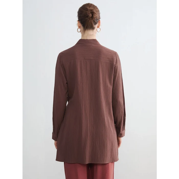 LCWAIKIKI Classic Kahverengi Dokulu Kadın Gömlek Tunik