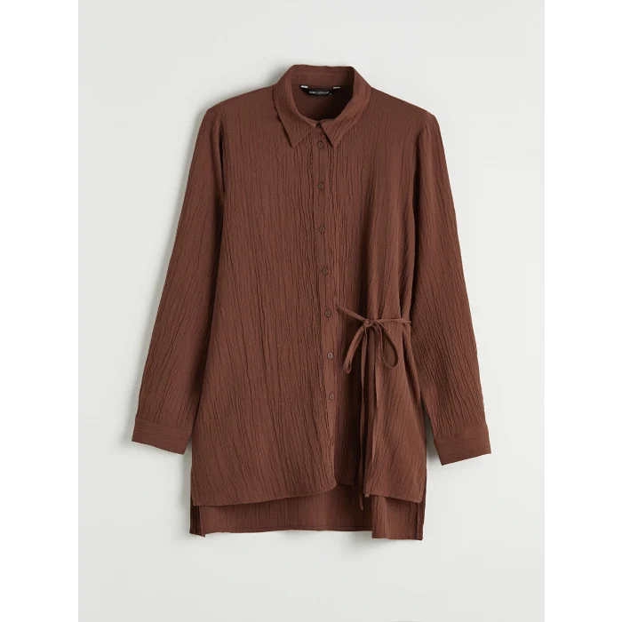 LCWAIKIKI Classic Kahverengi Dokulu Kadın Gömlek Tunik