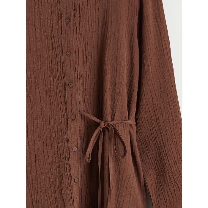 LCWAIKIKI Classic Kahverengi Dokulu Kadın Gömlek Tunik