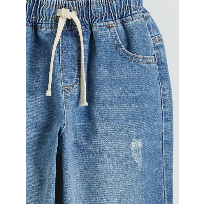 LCW Kids İndigo Regular Fit Erkek Bebek Bağcıklı Jean Pantolon
