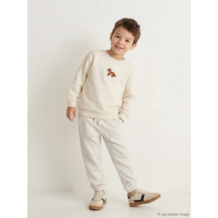 LCW Kids Beyaz Basic Erkek Çocuk Jogger Eşofman Altı