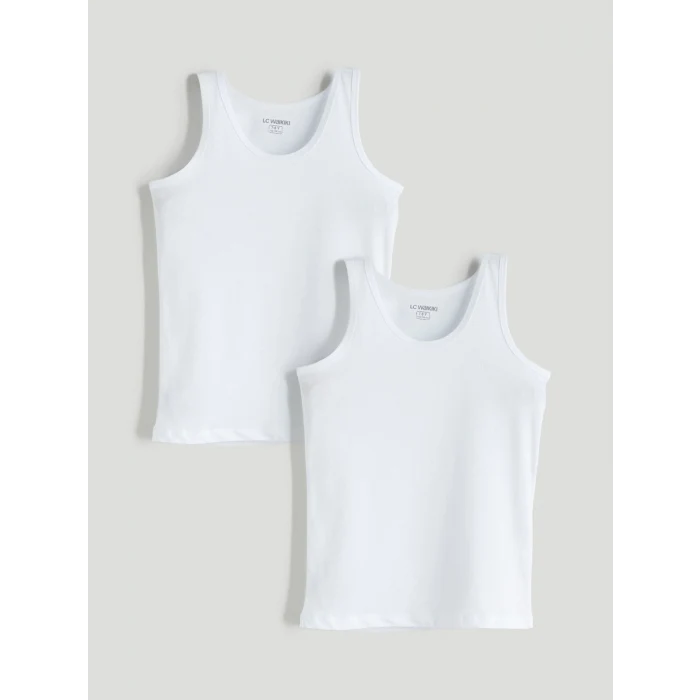 LCW Kids Beyaz Bisiklet Yaka Erkek Çocuk Atlet 2li