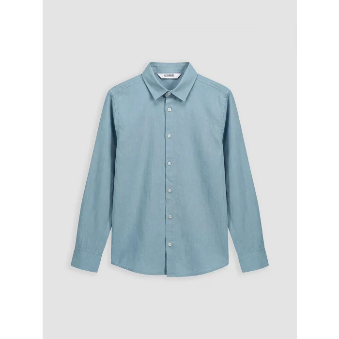 LCW Kids Mavi Uzun Kollu Erkek Çocuk Poplin Gömlek