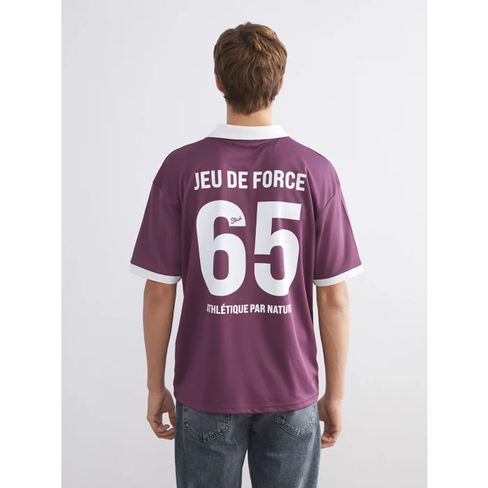 XSIDE Mürdüm Polo Yaka Baskılı Erkek Tişört