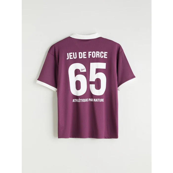 XSIDE Mürdüm Polo Yaka Baskılı Erkek Tişört