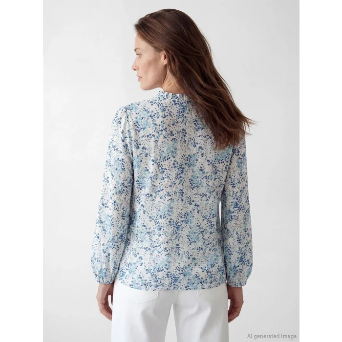 LCW Grace Ekru Bağlamalı Yaka Desenli Bluz