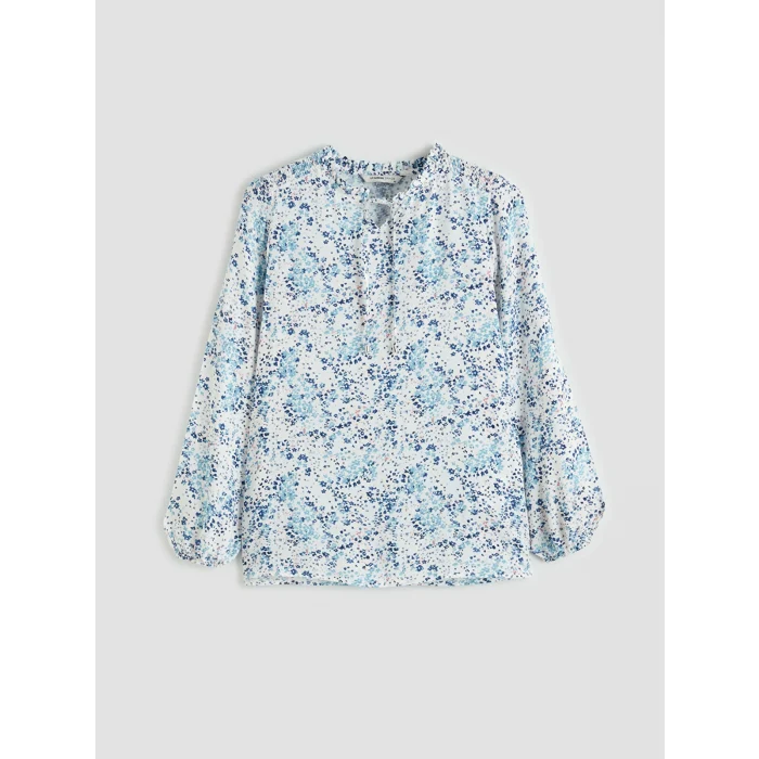 LCW Grace Ekru Bağlamalı Yaka Desenli Bluz