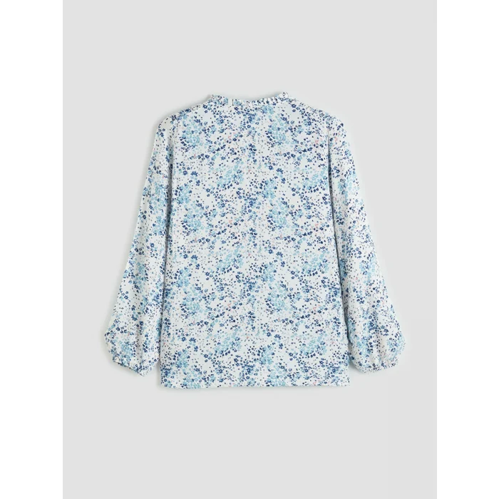 LCW Grace Ekru Bağlamalı Yaka Desenli Bluz