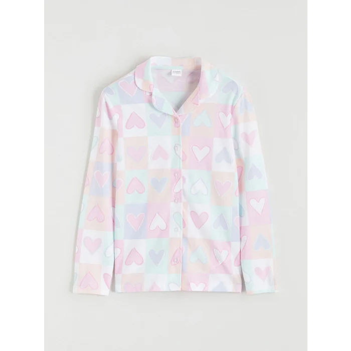 LCW Kids Beyaz Gömlek Yaka Kız Çocuk Pijama Takımı