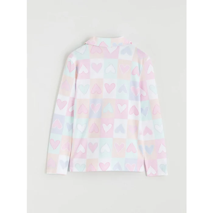 LCW Kids Beyaz Gömlek Yaka Kız Çocuk Pijama Takımı