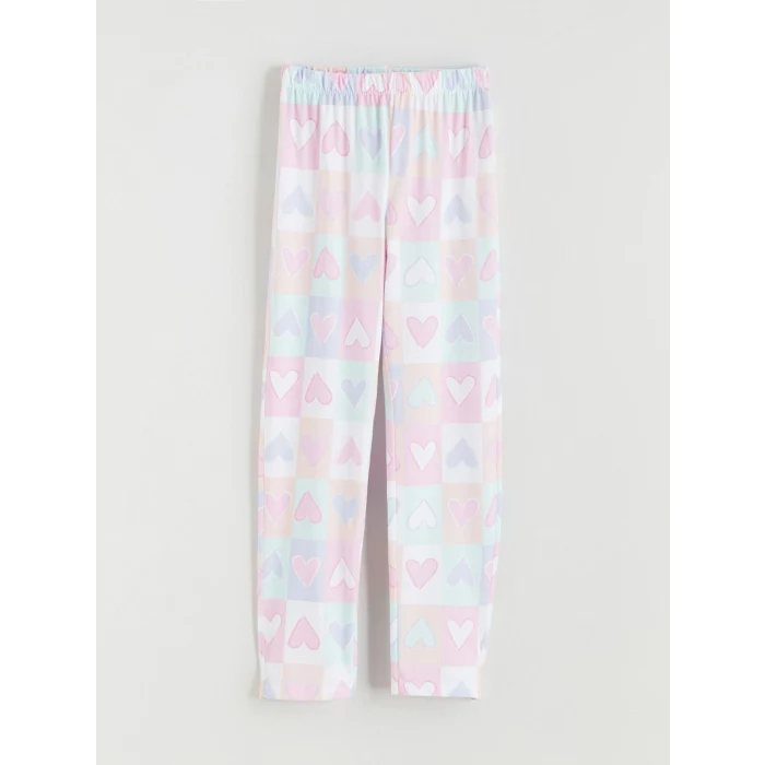 LCW Kids Beyaz Gömlek Yaka Kız Çocuk Pijama Takımı