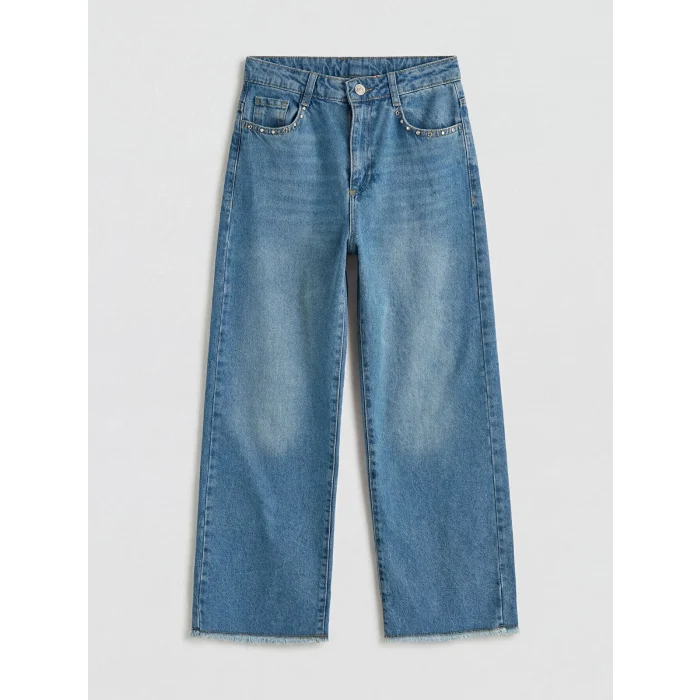 LCW Kids İndigo Wideleg Kız Çocuk Jean Pantolon