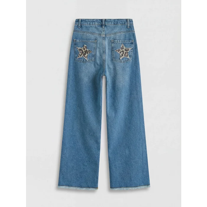 LCW Kids İndigo Wideleg Kız Çocuk Jean Pantolon