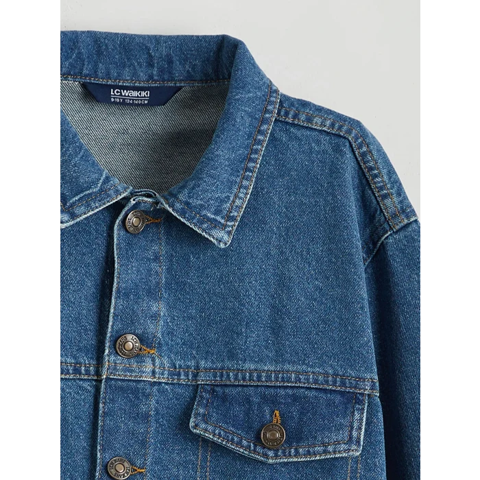 LCW Kids İndigo Uzun Kollu Erkek Çocuk Jean Gömlek