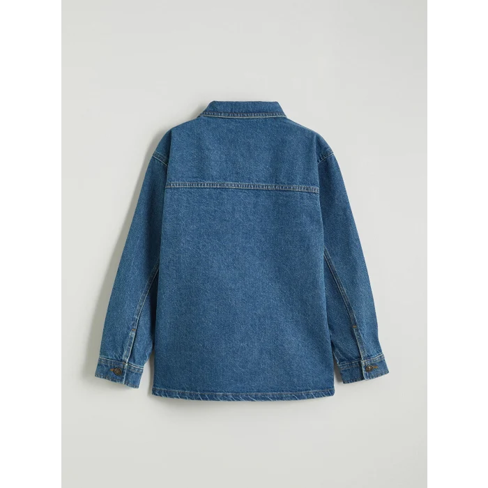 LCW Kids İndigo Uzun Kollu Erkek Çocuk Jean Gömlek