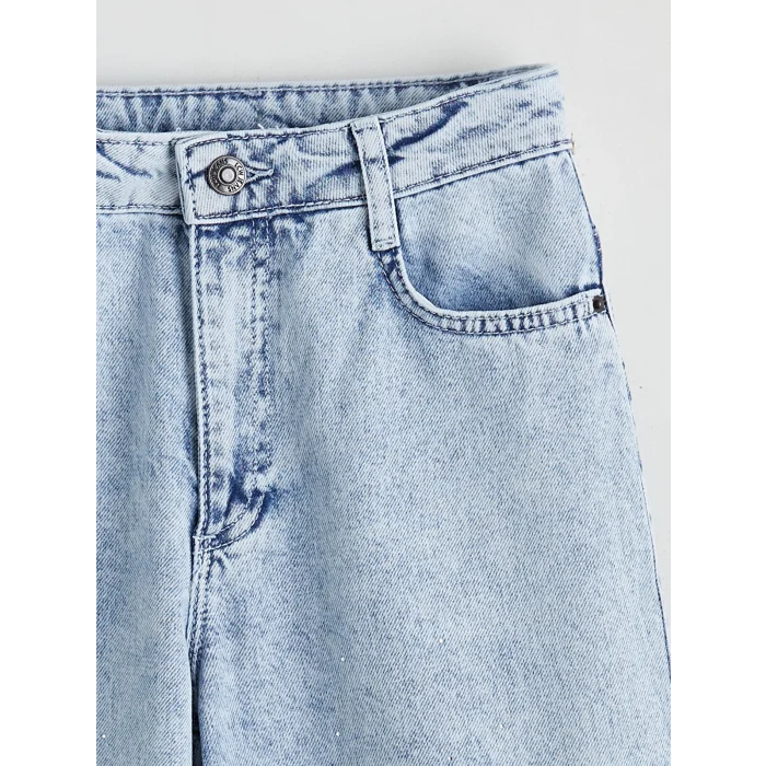 LCW Kids Mavi Wideleg Taşlı Kız Çocuk Jean Pantolon