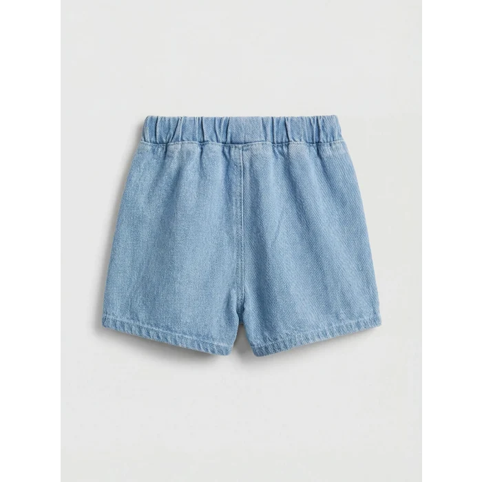 LCW baby İndigo Kız Bebek Çiçek Nakışlı Jean Şort Etek