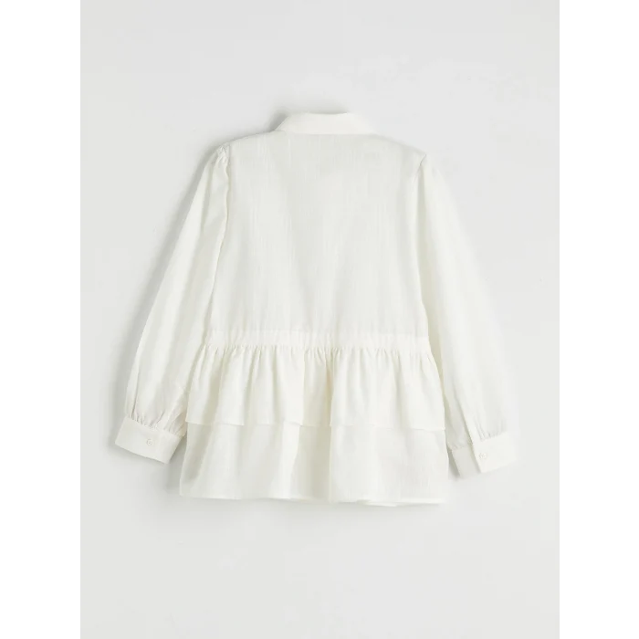 LCW Girls Studio Beyaz Bebe Yaka Fırfırlı Kız Çocuk Poplin Gömlek