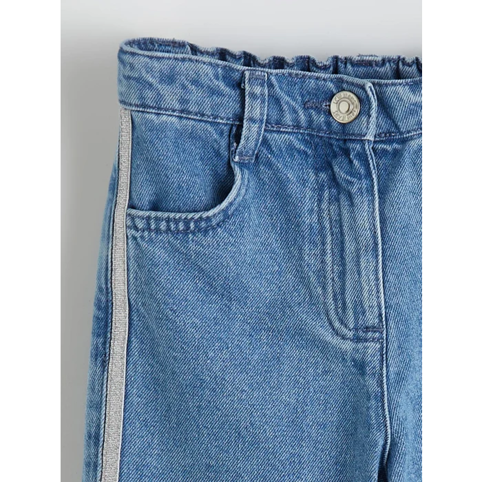 LCW baby İndigo Regular Fit Yanları Şeritli Kız Çocuk Jean Pantolon