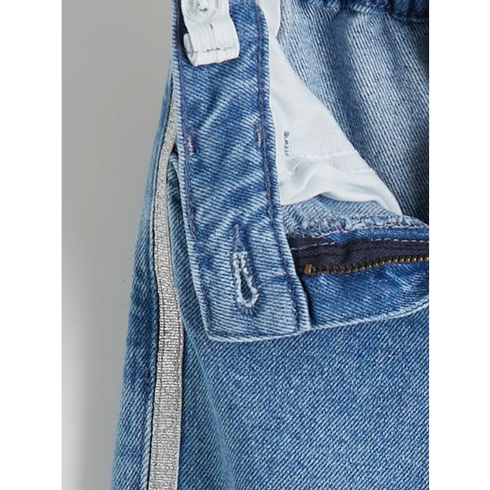 LCW baby İndigo Regular Fit Yanları Şeritli Kız Çocuk Jean Pantolon