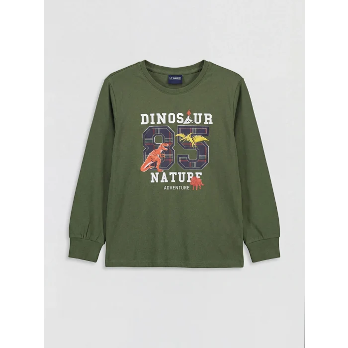 LCW Kids Yeşil Dinozor Baskılı Erkek Çocuk Pijama Takım