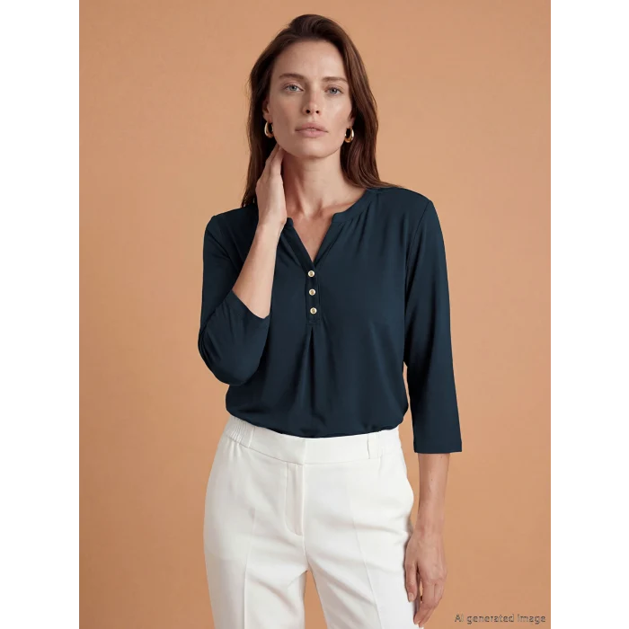 LCW Grace Lacivert Kaçık Yaka Bluz