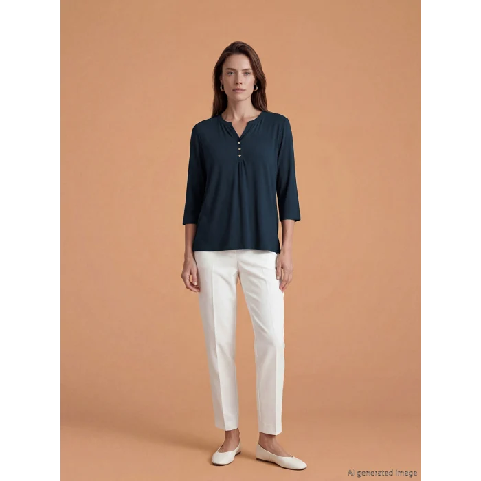 LCW Grace Lacivert Kaçık Yaka Bluz