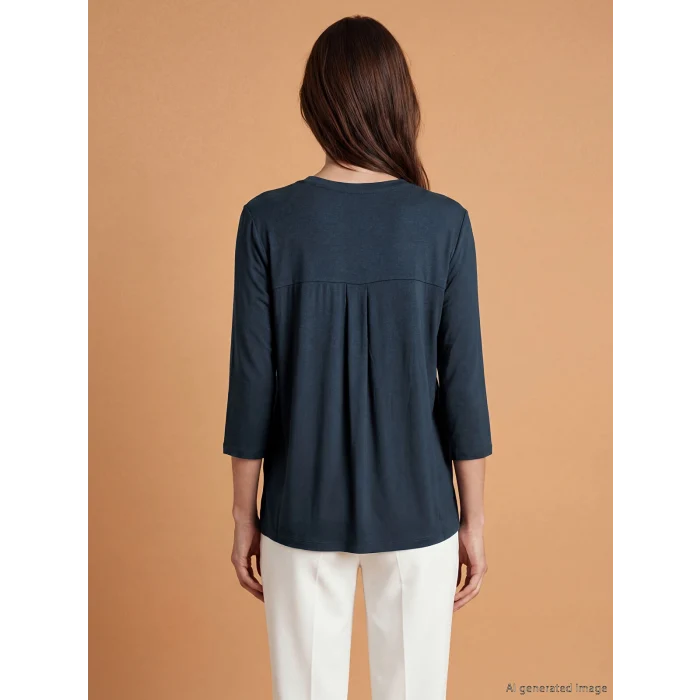 LCW Grace Lacivert Kaçık Yaka Bluz