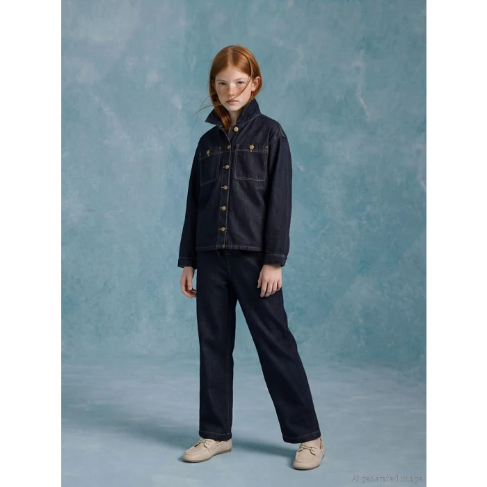 LCW Girls Studio İndigo Wideleg Kız Çocuk Jean Pantolon