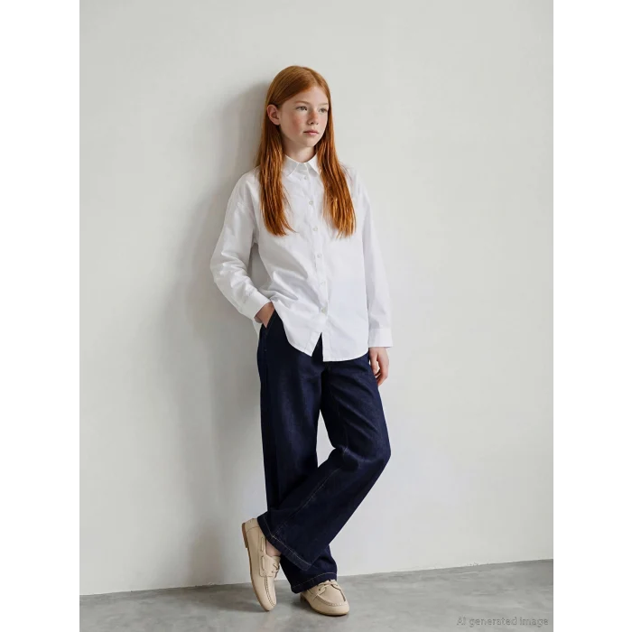 LCW Girls Studio İndigo Wideleg Kız Çocuk Jean Pantolon