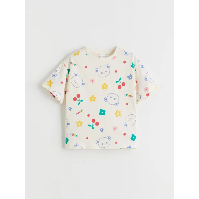 LCW Kids Bej Bisiklet Yaka Kız Çocuk Pijama Takım