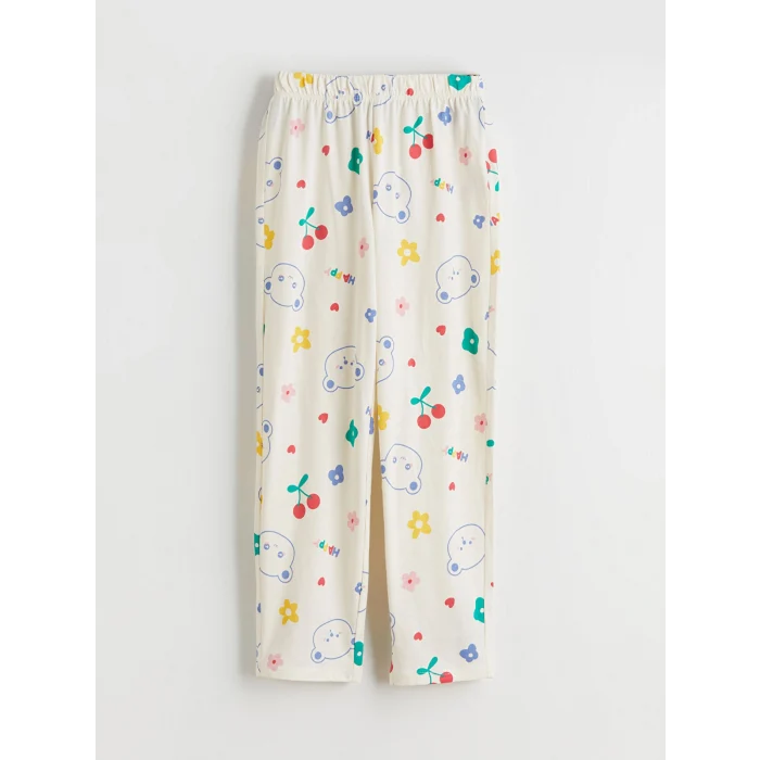 LCW Kids Bej Bisiklet Yaka Kız Çocuk Pijama Takım