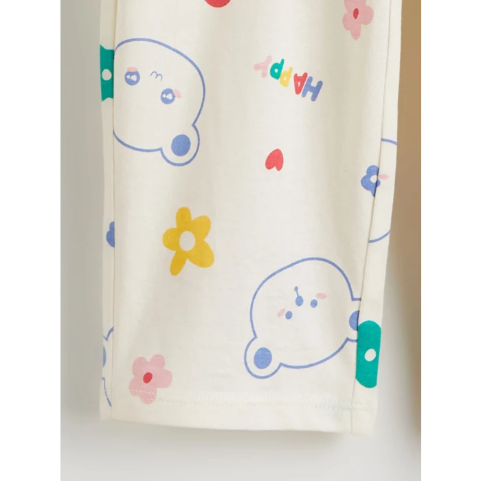 LCW Kids Bej Bisiklet Yaka Kız Çocuk Pijama Takım