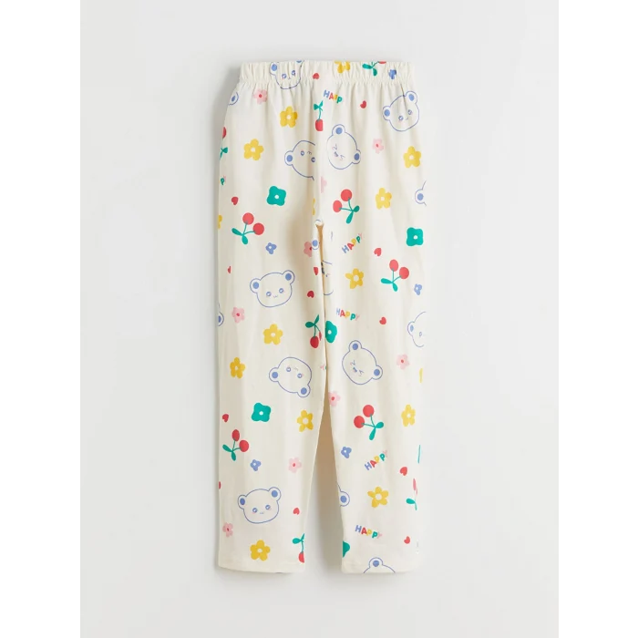 LCW Kids Bej Bisiklet Yaka Kız Çocuk Pijama Takım