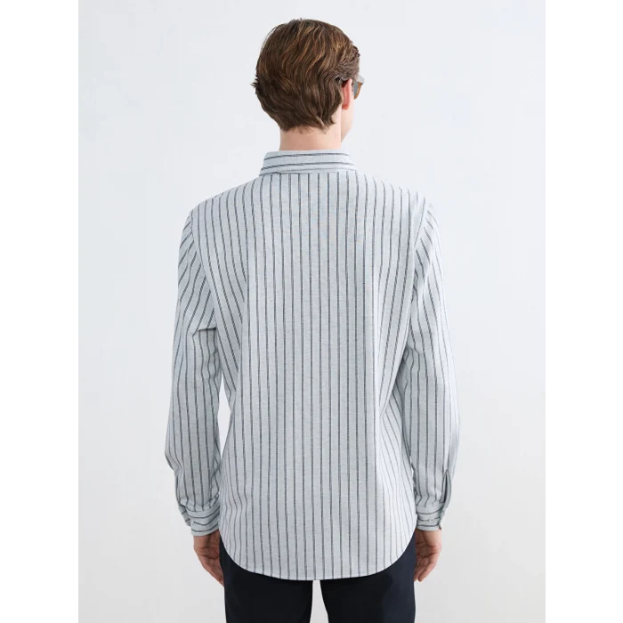 SOUTHBLUE Gri Slim Fit Çizgili Erkek Gömlek