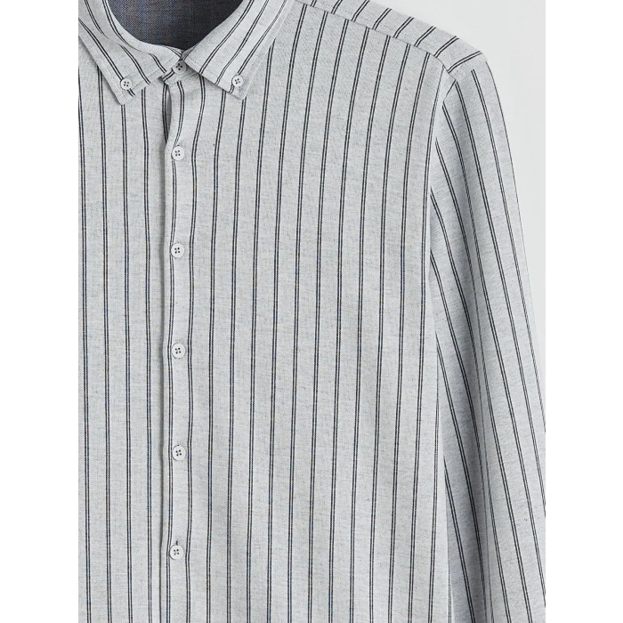 SOUTHBLUE Gri Slim Fit Çizgili Erkek Gömlek