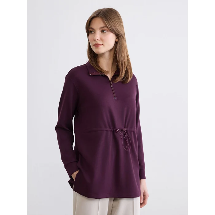 LCWAIKIKI Classic Mürdüm Soft Touch Oversize Kadın Sweatshirt Tunik