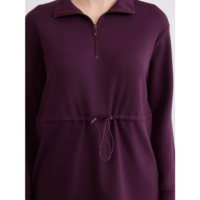 LCWAIKIKI Classic Mürdüm Soft Touch Oversize Kadın Sweatshirt Tunik