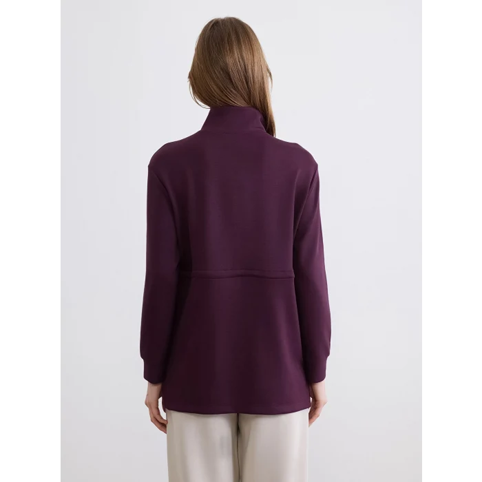 LCWAIKIKI Classic Mürdüm Soft Touch Oversize Kadın Sweatshirt Tunik