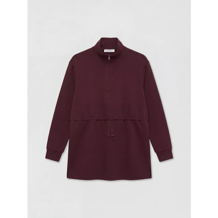 LCWAIKIKI Classic Mürdüm Soft Touch Oversize Kadın Sweatshirt Tunik