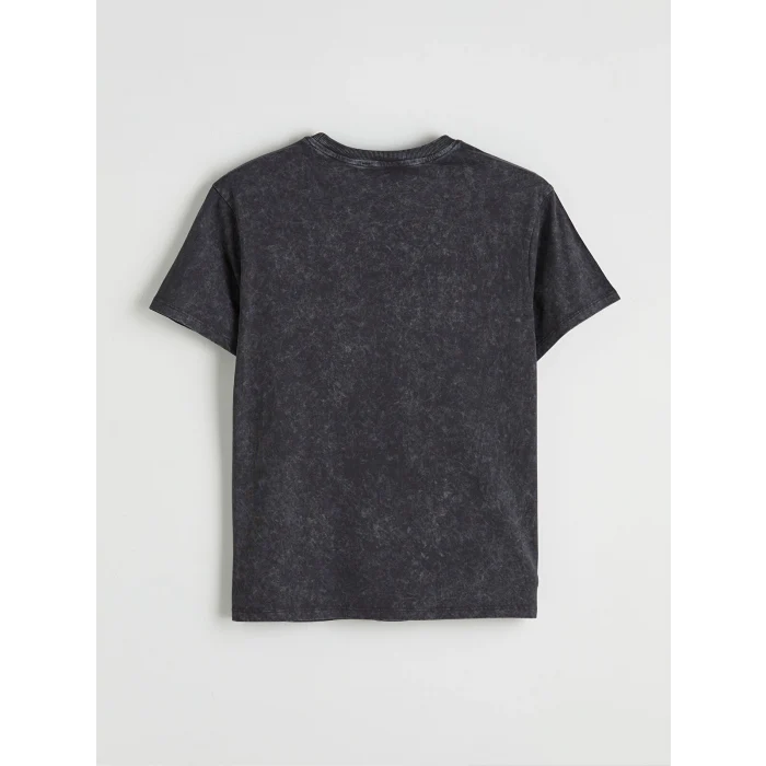 LCW Vision Antrasit Bisiklet Yaka Taş Baskılı Kadın Tişört